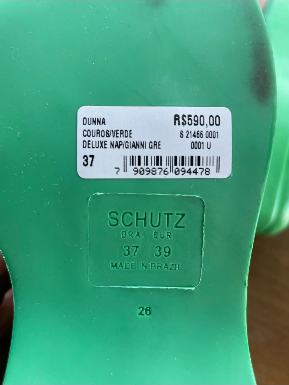 SCHUTZ Green Dunna Platform Pumps with Ankle Strap size EU 39 US 8/8.5